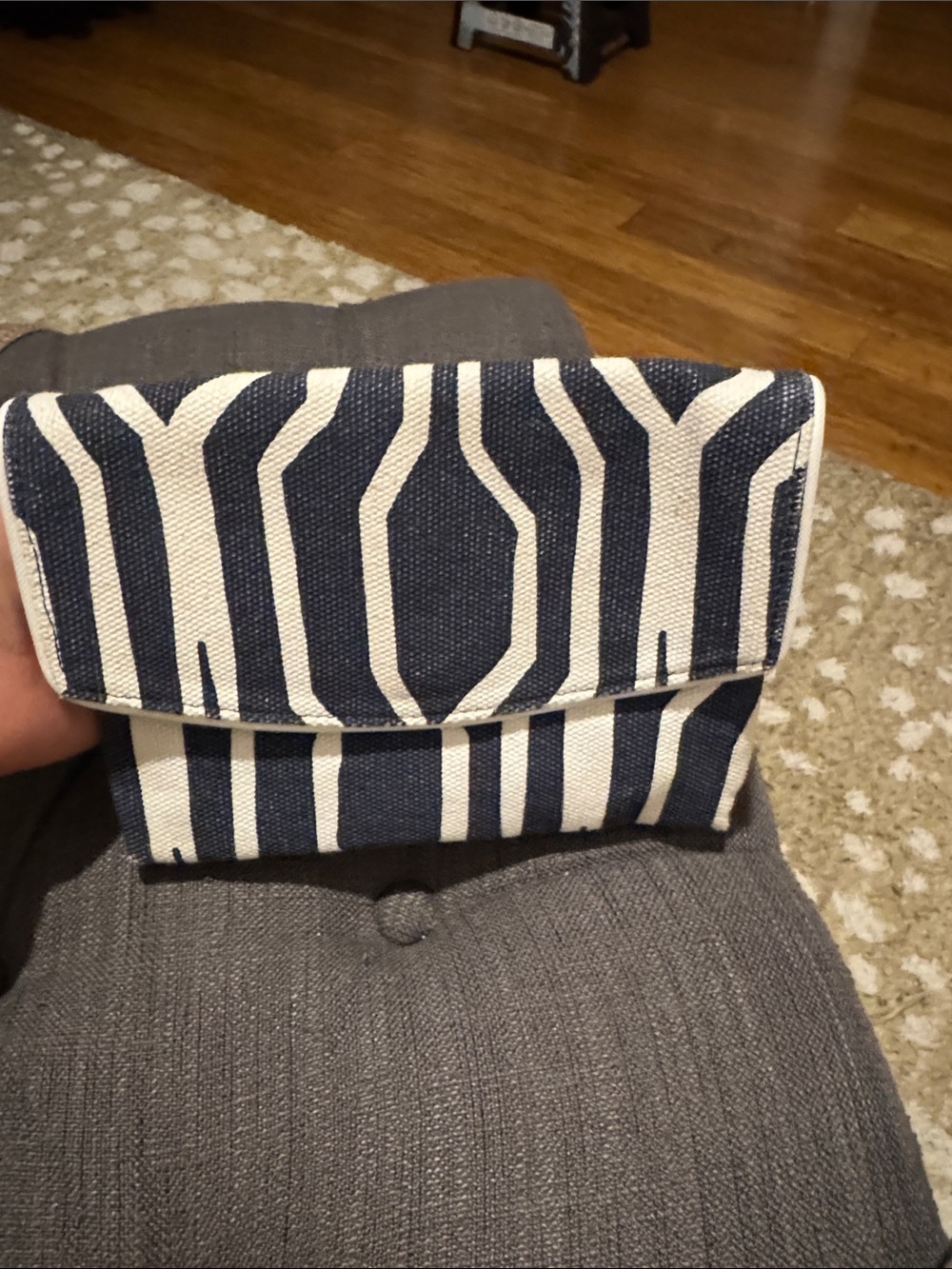 Ann Taylor Navy & White Striped Canvas Women's Wallet - Classic Foldover